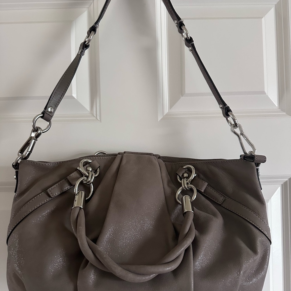COACH Sophia Madison Gray Iridescent Leather Satchel Handbag Shoulder Bag - Picture 8 of 9